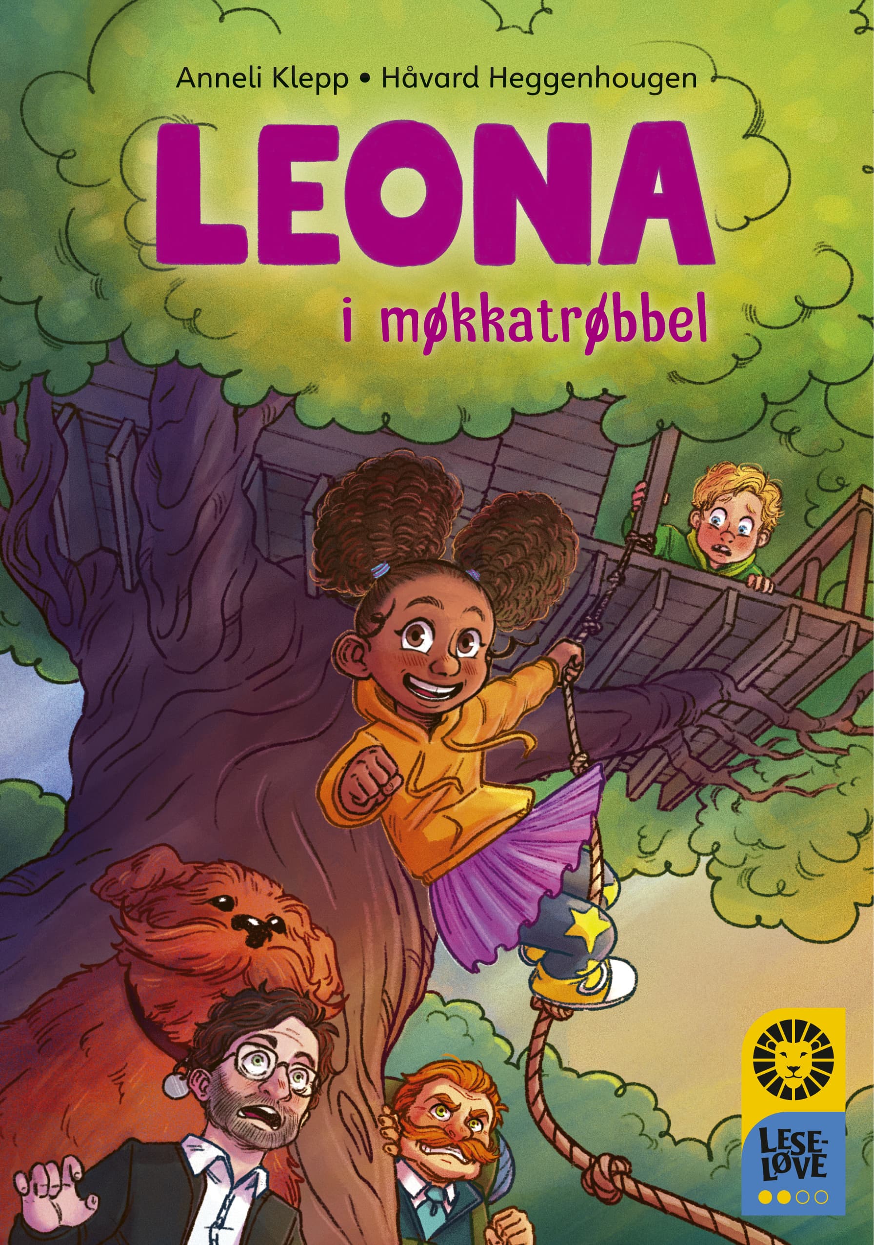Omslag Leseløve nivå 2 - Leona i møkkatrøbbel av Anneli Klepp (Innbundet)
